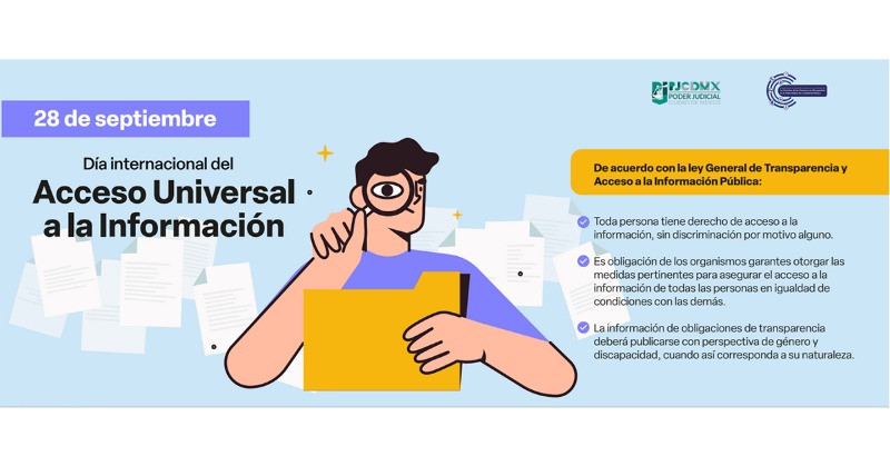 PJCDMX's tweet image. 🌐 Este #28DeSeptiembre, celebramos el Día Internacional del Acceso  Universal a la Información. En el #PJCDMX respaldamos el derecho de todos y todas a la información sin discriminación, como lo estipula la Ley General de Transparencia.

#Transparencia #Justicia
