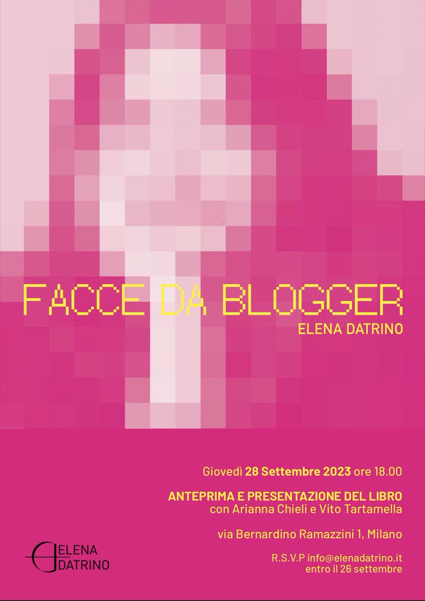 stasera alle 18 presentazione del libro di #faccedablogger <a href="/GangemiNews/">Gangemi in libreria</a> Edizioni presso #elenadatrinophotostudio in compagnia di <a href="/hukysrl/">Huky</a> <a href="/alelomi/">alessandra lomonaco</a> <a href="/francy_0207/">Francisca Gutiérrez Milesi</a> <a href="/Toshi_Tishi/">Toshi Tishi</a> <a href="/parolacce/">Vito Tartamella</a> <a href="/ariannachieli/">arianna</a>