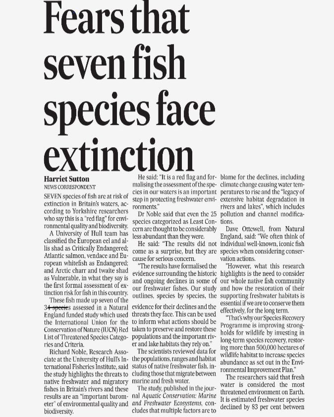 Tony Juniper (@tonyjuniper) on Twitter photo Coinciding with the #StateOfNature report the <a href="/yorkshirepost/">The Yorkshire Post</a> has a reminder that freshwater ecosystems are the most threatened of all, with once abundant species of fish, including Salmon & Eel, in danger of being lost in Britain. Unthinkable just a few decades ago. Coinciding with the #StateOfNature report the <a href="/yorkshirepost/">The Yorkshire Post</a> has a reminder that freshwater ecosystems are the most threatened of all, with once abundant species of fish, including Salmon & Eel, in danger of being lost in Britain. Unthinkable just a few decades ago.