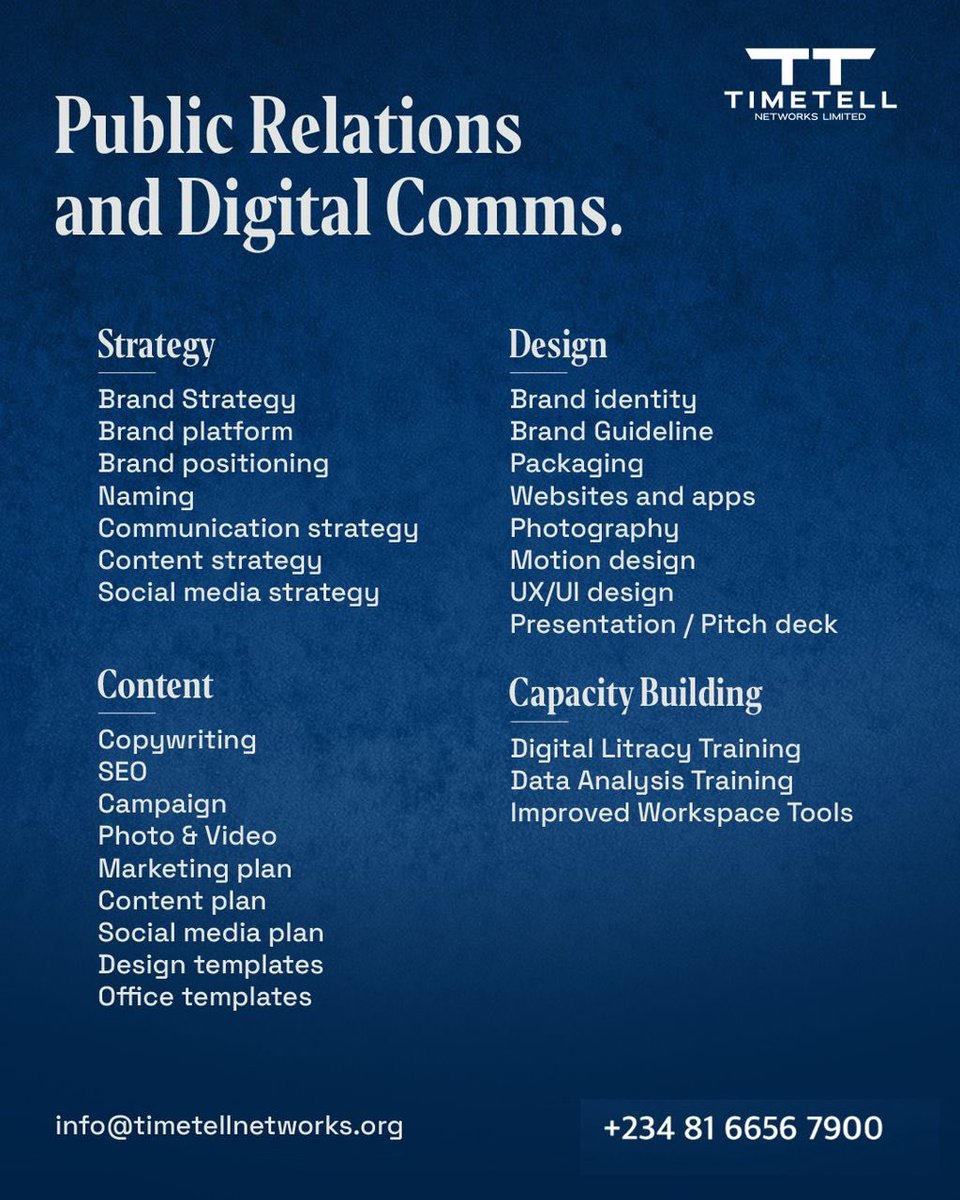 TimeTell Networks Limited: Unlock Success with Strategic Digital Communication!

 #StrategyWins
