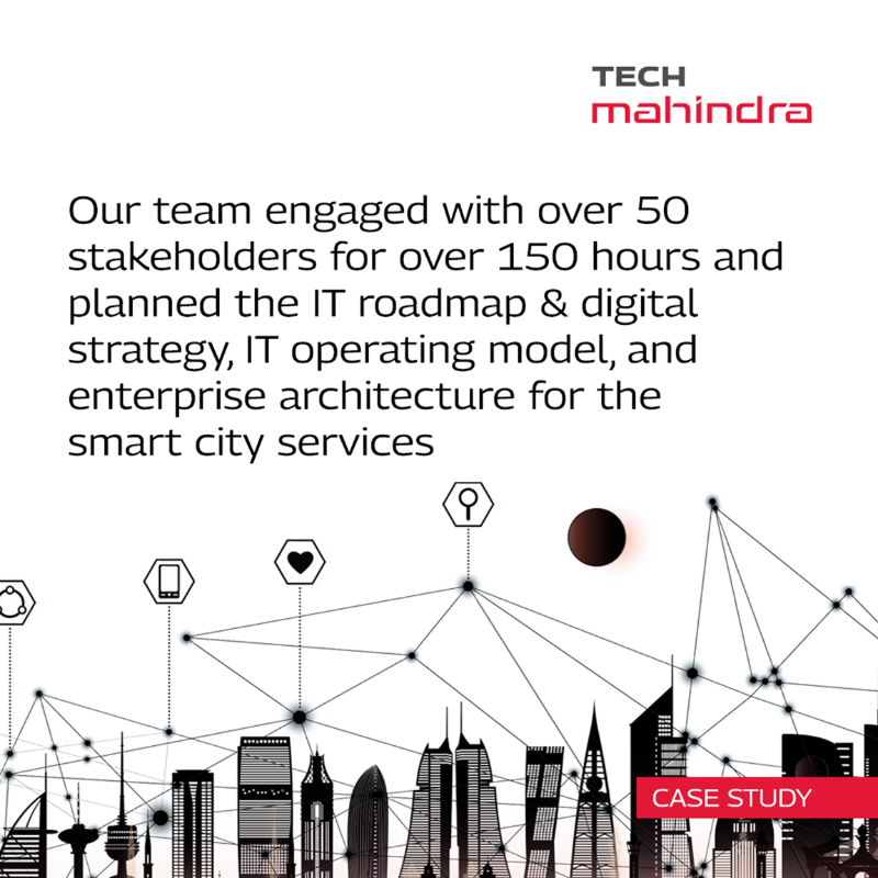 tech_mahindra's tweet photo. Smart cities are built on smart IT strategies
Here is how @Tech_Mahindra delivered digital IT strategy and roadmap for a #sustainable middle-eastern smart city for a frictionless, omnichannel experience.
Know more: https://t.co/aksNnIxNRK
#DigitALLScape #NxtNow #IT #SmartCity