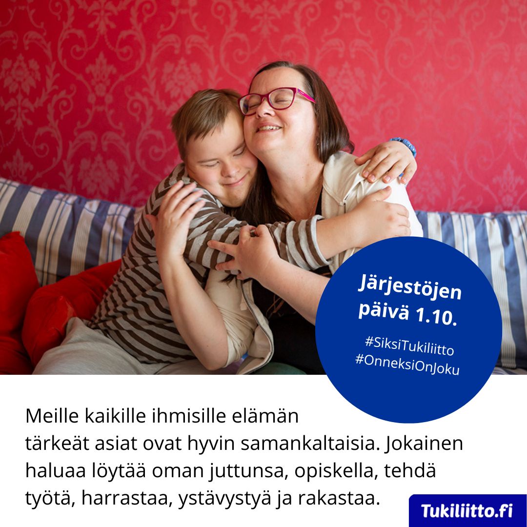 tukiliitto's tweet photo. Meille kaikille ihmisille elämän tärkeät asiat ovat hyvin samankaltaisia, vammasta riippumatta. Jokainen tarvitsee myös toisen ihmisen tukea – enemmän tai vähemmän. 
#SiksiTukiliitto #OnneksiOnJoku #järjestöjenpäivä #KohtaaMut https://t.co/DjMUSsLVWh