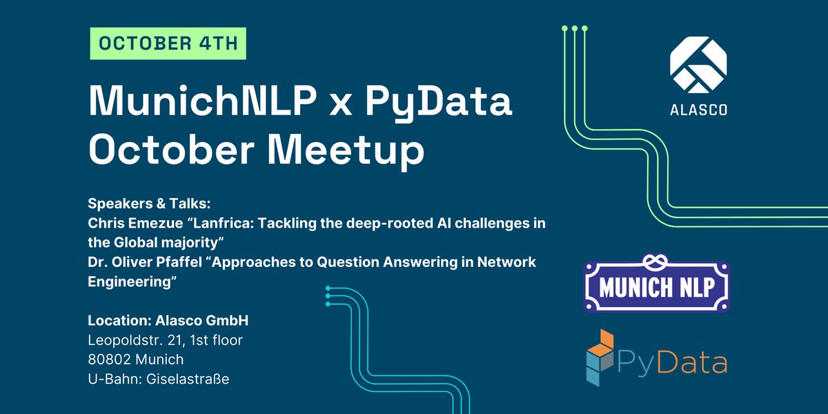 tech_alasco's tweet image. Are you ready for the upcoming Meetup next Wednesday? 🤩
We are hosting NLP Munich community together with #PyData, and you definitely don’t want to miss it 😉
Grab your spot ⬇️
meetup.com/pydata-munchen…