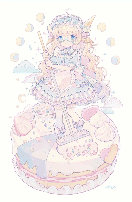 ケーキの上のメイドさん