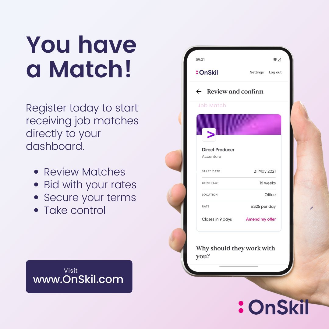 Job searching but never hear back?
We have the solution!  OnSkil automates the hiring process, delivering real-time matches and speeding up the application process.  We are committed to putting candidates in control.  Visit onskil.com/looking
#OnSkil #ITProfessionals #ITJobs