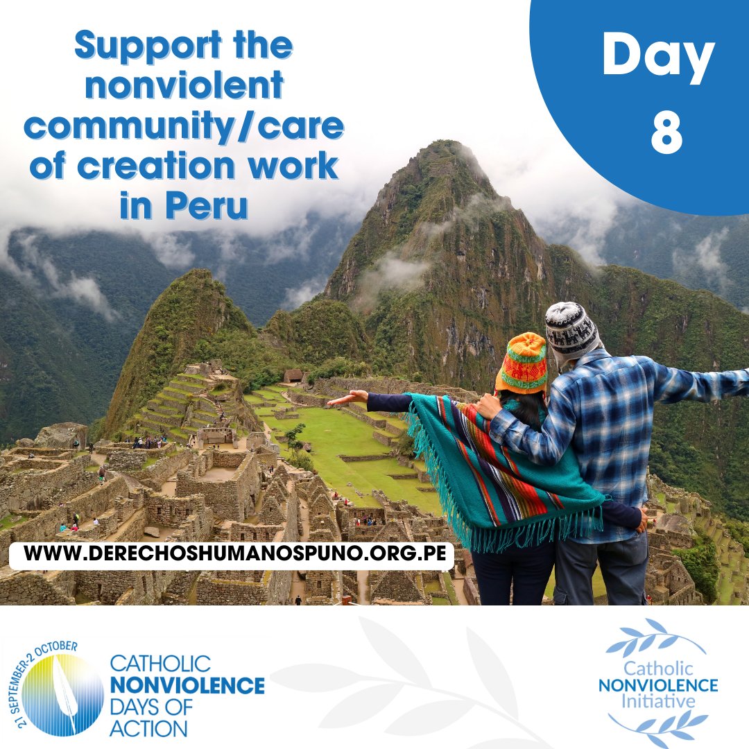 CathNonviolence's tweet photo. These #CatholicNonviolenceDaysofAction join us to support a nonviolent change in the world.
Learn about the nonviolent community/care of creation work of DHUMA in Peru. https://t.co/0eJVv9kLeY Send a message to derechoshumanospuno@yahoo.es
#nonviolence #CNVDA #CNI https://t.co/ONfgN0neY9