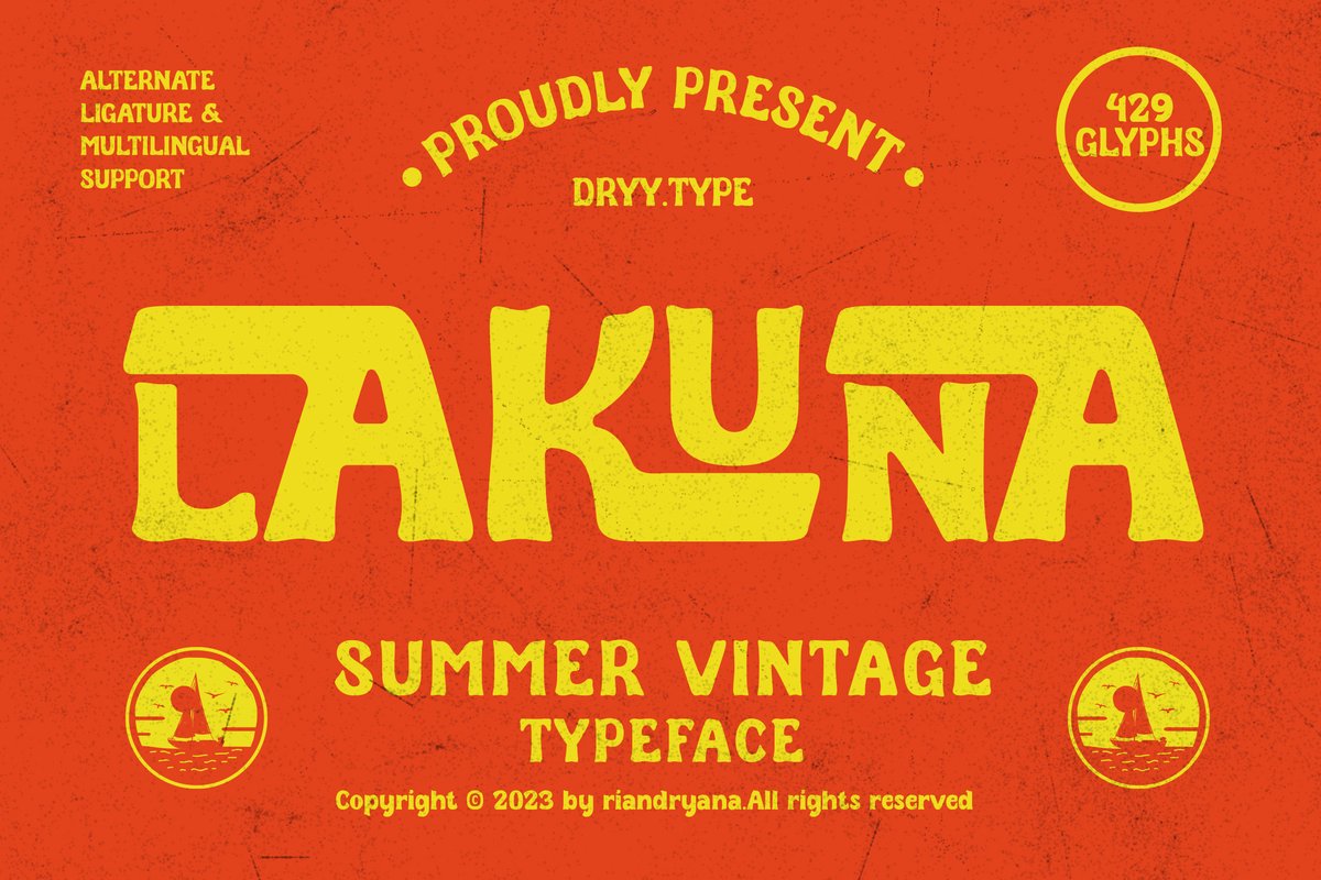 Lakuna Vintage Font - Download this premium (regular price is $14) &amp; hanwritten display font for FREE only on deeezy.com - tinyurl.com/Lakuna-Free-Fo… #free #freefont #typography #fonts #funnyfont #roughfont #lettering #playful #summer #handwritten #retrofont #deeezy