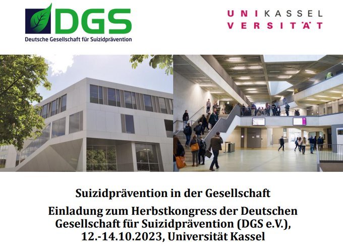 Tagung der Deutschen Gesellschaft für #Suizidprävention in #Kassel Schon angemeldet? 🏃‍♀️Schnell sein lohnt sich, denn die Online Anmeldung endet in wenigen Tagen und ist nur noch bis zum 4. Oktober möglich unter: kukm-conferences.com/Home/Index/Eve…