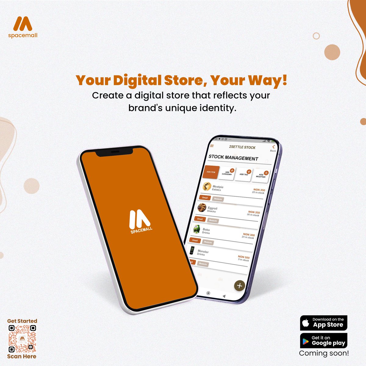 You can create how your digital store should appear to customers when they wish to buy their favorite products.

It can be customized to your state, and then your digital product is ready to use.

#SpaceMall #digitalstore #businessownersin9ja
#smallbusinessownersinnigeria
