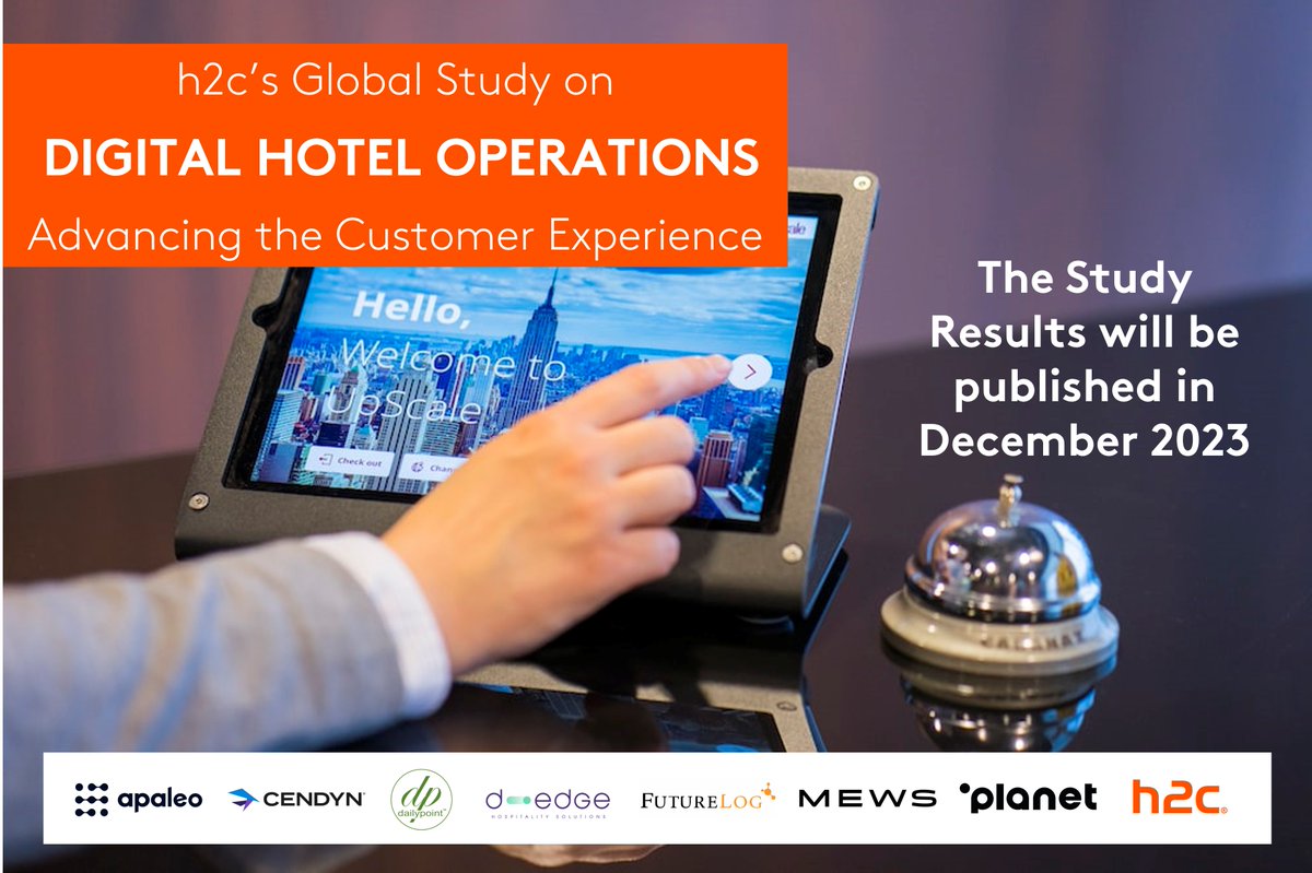 h2cGmbH's tweet photo. After having received feedback from more than 70 hotel chains worldwide, stay tuned for the #h2c #study results that will be published in December 2023.
We are also brainstorming new 2024 study topics. #PMS &amp; Guest Management Systems are of high interest. What is your main topic? https://t.co/MnpAlgxraZ
