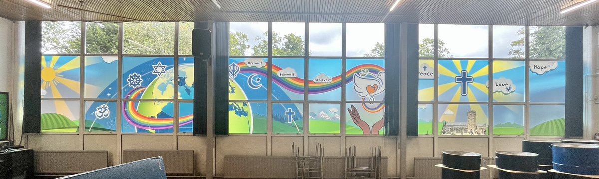 twothirdsdesign's tweet image. “The displays look amazing!  Attention to detail is amazing too and school looks very welcoming, the end result is fantastic!” Business Manager - St. Mary’s C of E Academy. #schoolValues #windowVinyl