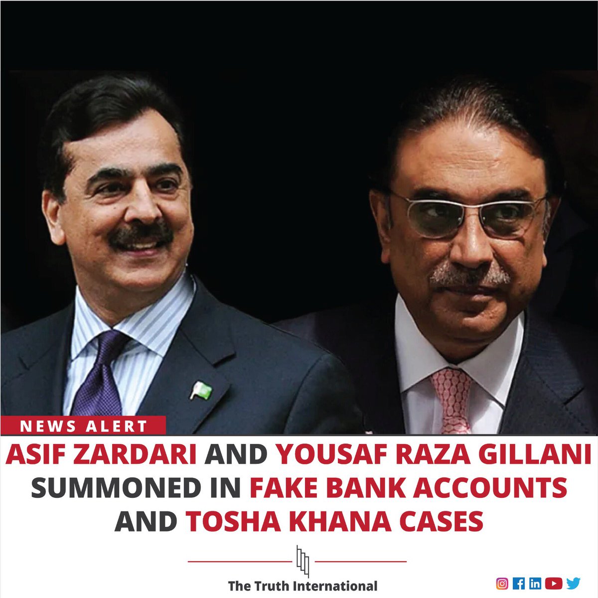 ttimagazine's tweet photo. Asif Zardari and Yousaf Raza Gillani Summoned in Fake Bank Accounts and Tosha Khana Cases.

For details:
https://t.co/l71tx6V4Aq

#AsifZardari #asifzardari #yousafrazagillani #fakebankaccount #toshakhanacase #case #summon #tti #ttimagazine #thetruthinternational #pakistan https://t.co/xJhMIKC33M