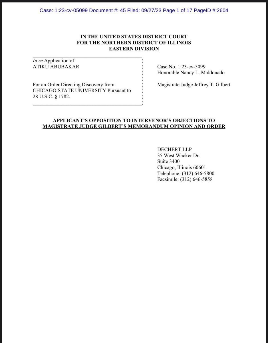 IsaBature3's tweet photo. BREAKING: Atiku files response in US Court, insists on the earlier judgment that ordered the release of Tinubu's records at CSU

Atiku asked the court to order the release of the records before Oct 3 in order to allow him use the documents at the Supreme Court in Nigeria on Oct 5 https://t.co/8VcgI26iHM