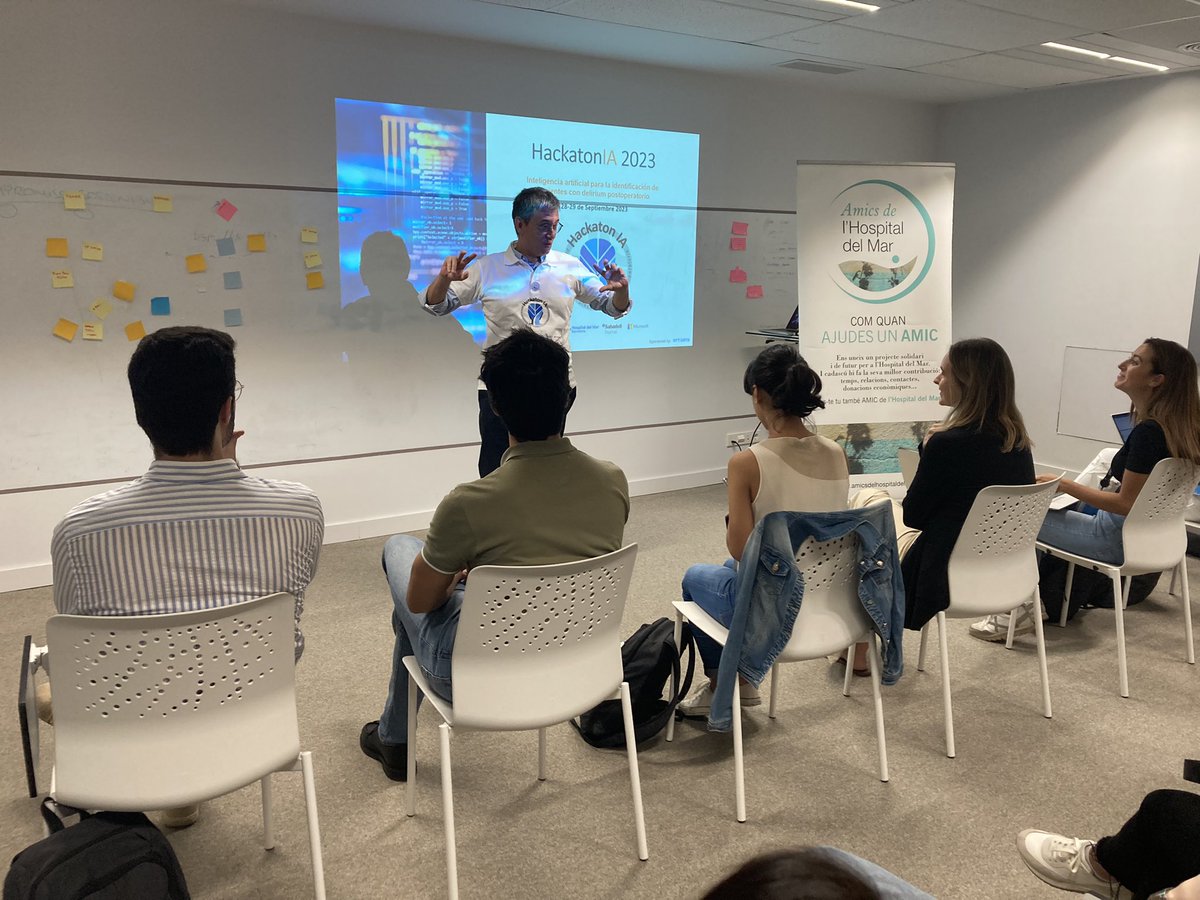 hospitaldelmar's tweet photo. Avui treballem amb @BancoSabadell i @MicrosoftES per avançar en el #diagnòstic del #delírium en una #Datathon impulsada pels @AmicsHMar 

🤝 Units per millorar l’atenció als pacients!

#HumanitzacióMAR #hackathonIA23MAR @NTTDATAServices #hackathon @HMar_research https://t.co/r7MJXpgNRe