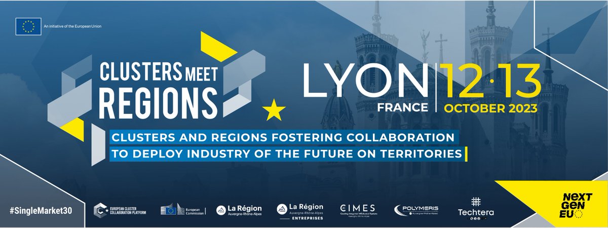 Clusters_EU's tweet image. Registration is open for #ClustersMeetRegions in Lyon! 🤝✅

The event will focus on clusters and regions fostering collaboration to deploy the industry of the future and is organised in the framework of @Pollutec. 🇫🇷

Sign up #ECCP ➡️ clustercollaboration.eu/event-calendar…

#SingleMarket30