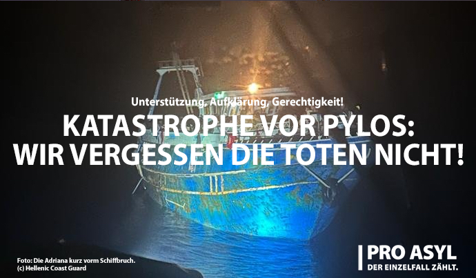 Habt ihr es auch schon vergessen? In der Nacht zum 14. Juni sind über 600 Menschen vor dem griechischen #Pylos im Mittelmeer ertrunken. Ein paar Tage lang war es in den Medien, danach gings wieder um andere Krisen &amp; Katastrophen.
Aber wir bleiben dran: 

proasyl.de/adriana