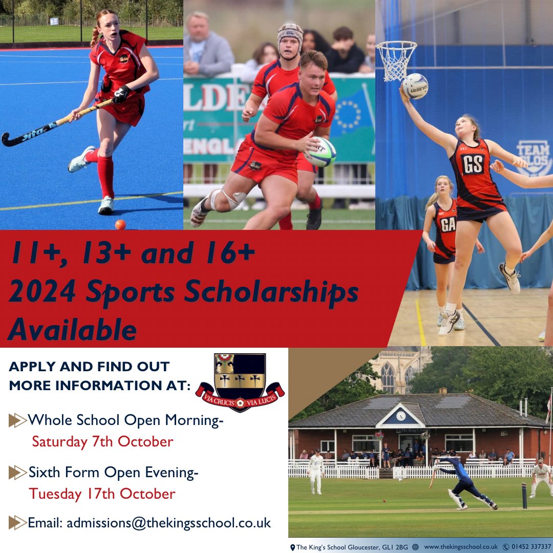 KSGSport's tweet photo. ๐ฃ Apply for a sports scholarship now and come visit us at our next event๐ฃ#KingsSport #DevelopingKingsTalent https://t.co/6VnoJFboLN