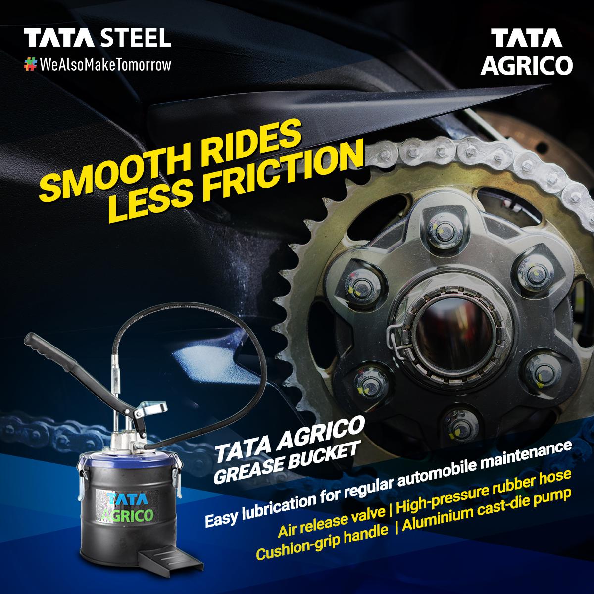 AgricoTata's tweet image. Efficiently deliver controlled amounts of lubricating grease to equipment &amp;amp; machines for smooth maintenance &amp;amp; operation with Tata Agrico Grease Bucket. To know more, visit tataagrico.com  
.
.
.
#TataAgrico #equipment #greasebucket #industrial #topqualityproducts