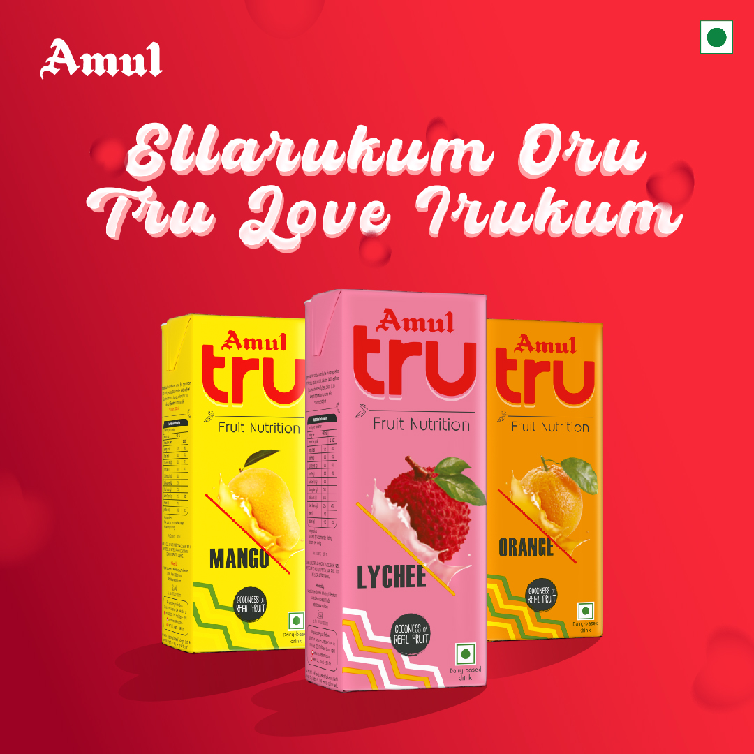 amultamilnadu's tweet photo. Mango, Lychee, Orange, Unga tru love ah choose pannunga.
#Amul #அமுல் #AmulInTn #AmulGoodness #AmulProducts #AmulTruFruit #AmulTruMango #AmulTruLychee #AmulTruOrange #MangoFlavour https://t.co/JGW9CYhqoy