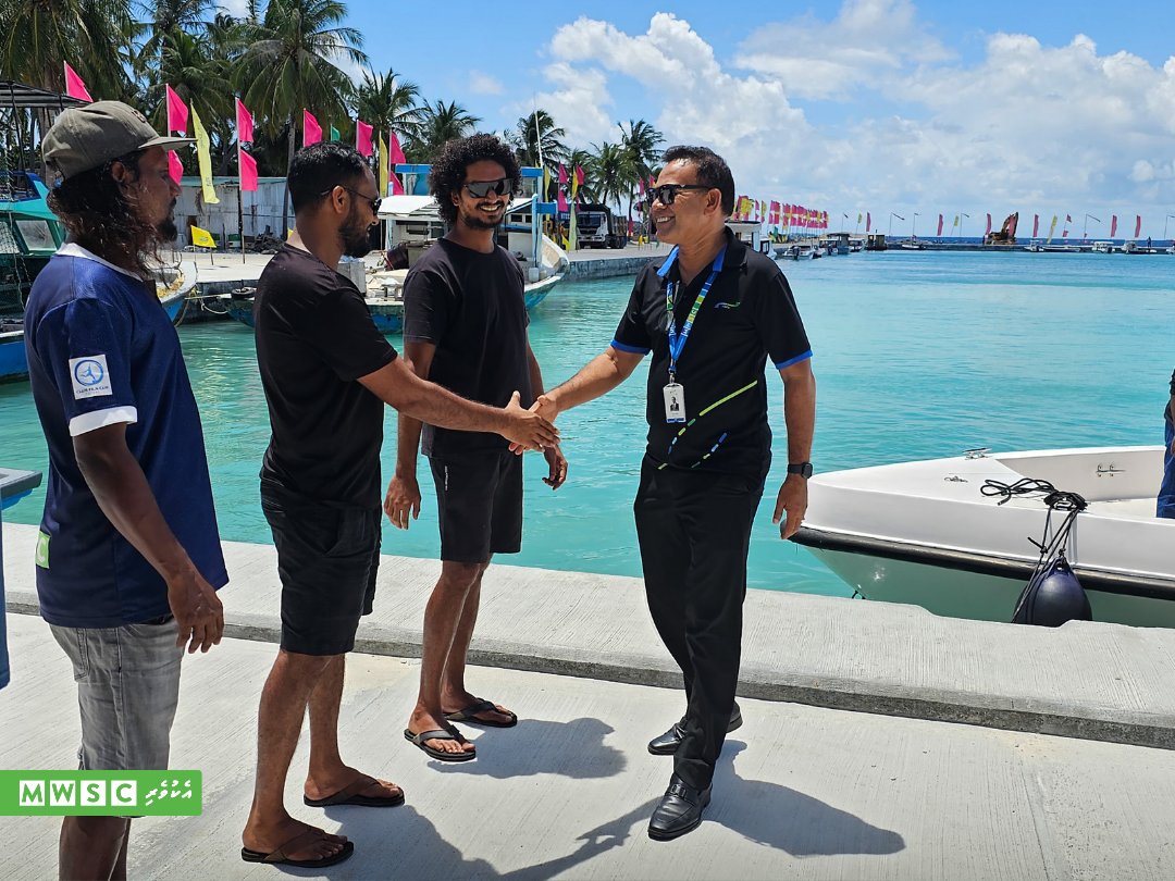 MWSC_Official's tweet image. Managing Director @hassanshaahu, Deputy Managing Director @shareef414 and Members of Management Team visit B.Kamadhoo for the inauguration of Water &amp;amp; Sewerage project undertaken by #TeamMWSC

#MWSCAsaasee
#MWSCProjects