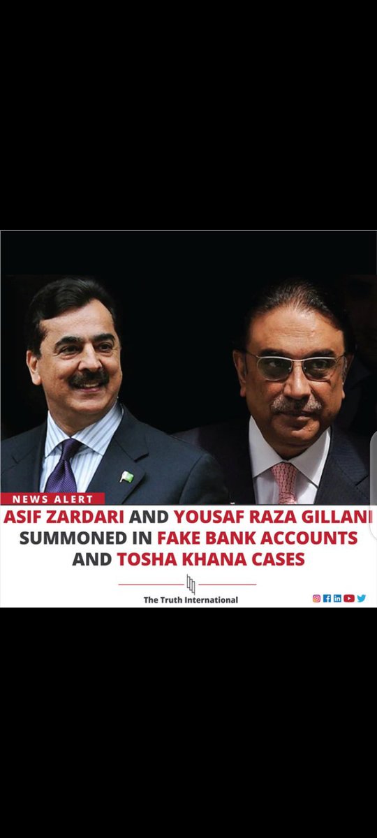 Haroonk65743918's tweet photo. Asif Zardari and Yousaf Raza Gillani Summoned in Fake Bank Accounts and Tosha Khana Cases.

For details:
https://t.co/0tmwGwbojP

#AsifZardari #asifzardari #yousafrazagillani #fakebankaccount #toshakhanacase #case #summon #tti #ttimagazine #thetruthinternational #pakistan https://t.co/MFD7m8LgkD