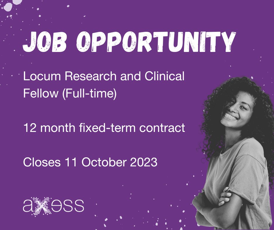 Axess_SH's tweet image. 📢 axess is hiring! 

Applications are open for an NHS Locum Research and Clinical Fellow role for doctors at SHO/SpR level. 

The appointment will be for up to twelve months full-time.

Find out more: jobs.nhs.uk/candidate/joba…

@LUHFTCareers @LivHospitals