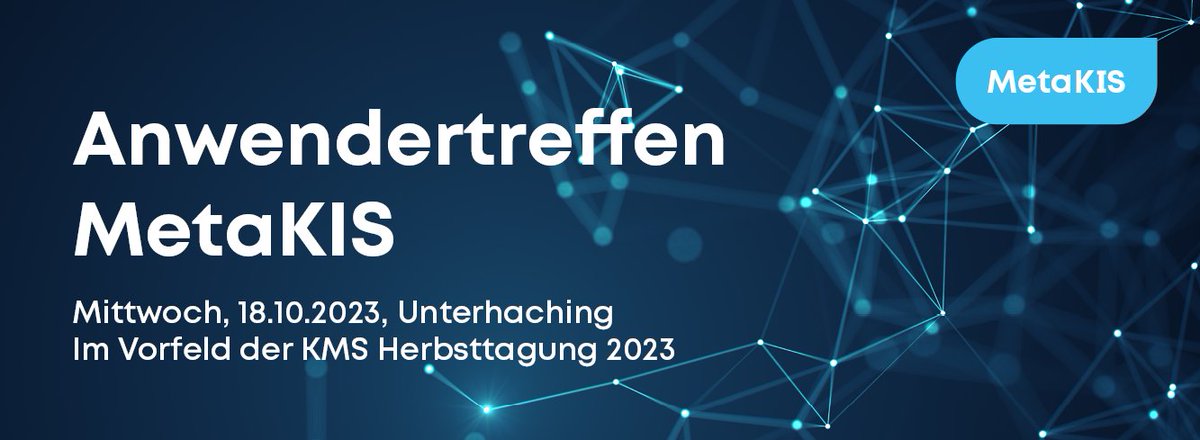 KMS_AG's tweet photo. Wir laden Sie herzlich zum Anwendertreffen #MetaKIS am 18.10.23 in Unterhaching bei München ein. Die Veranstaltung findet im Vorfeld der KMS Herbsttagung statt – wenn das mal keine Reise wert ist 😉. 
Mehr Infos unter: https://t.co/0fylTbhBsu
#Medizincontrolling #ambulantisierung https://t.co/ZEwkxrvVi2