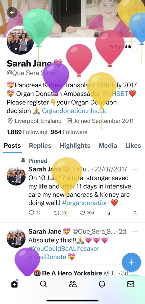 Back in 2013 I was given five years to live😭😭 but today, because of my selfless donor, Emma, and her incredibly brave mum, I’m alive to celebrate a SIXTH birthday since transplant!!!🙏🙏🙏🎈🎂🥳🎁🎉🥰💗💗💗 #Over50s🤫#OrganDonation #YesIDonate #GiftOfLife #ForeverGrateful 🙏💗