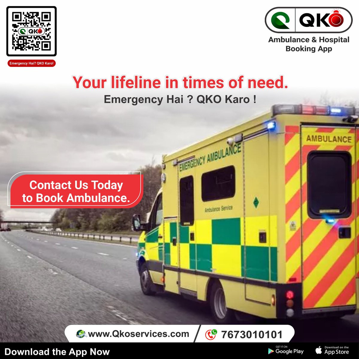 QkoServices's tweet photo. Your lifeline in emergencies. If there’s an emergency, act fast! Contact us today to book an ambulance.

Stay safe.

Follow Us: @QkoServices

#EmergencyCare #AmbulanceOnCall #ImmediateAssistance #EmergencyServices  #qkoservices  #ambulanceservice #startup #healthcare #ems https://t.co/S1oLCchYBo