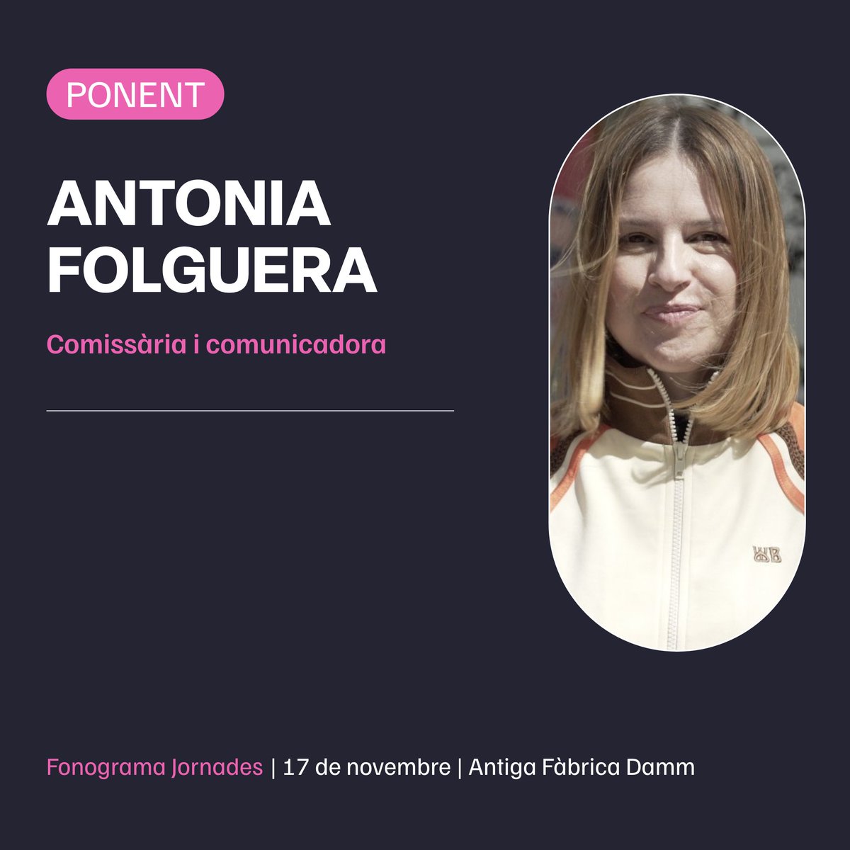 <a href="/HolaMariola/">Mariola Dinarès i Quera</a> <a href="/APECATBcn/">Apecat</a> Hi participa…
▫️Antonia Folguera. Comissària i comunicadora.
▫️AWWZ. Productora i DJ.
▫️Carlos Martorell (Shoeg). Artista sonor i visual.
▫️Cris Checa. Artista i tecnòloga.

Inscriu-te 🔗 bit.ly/3rvtT1Q

#APECAT #MúsicaKM0 #Fonograma #Música #Catalunya