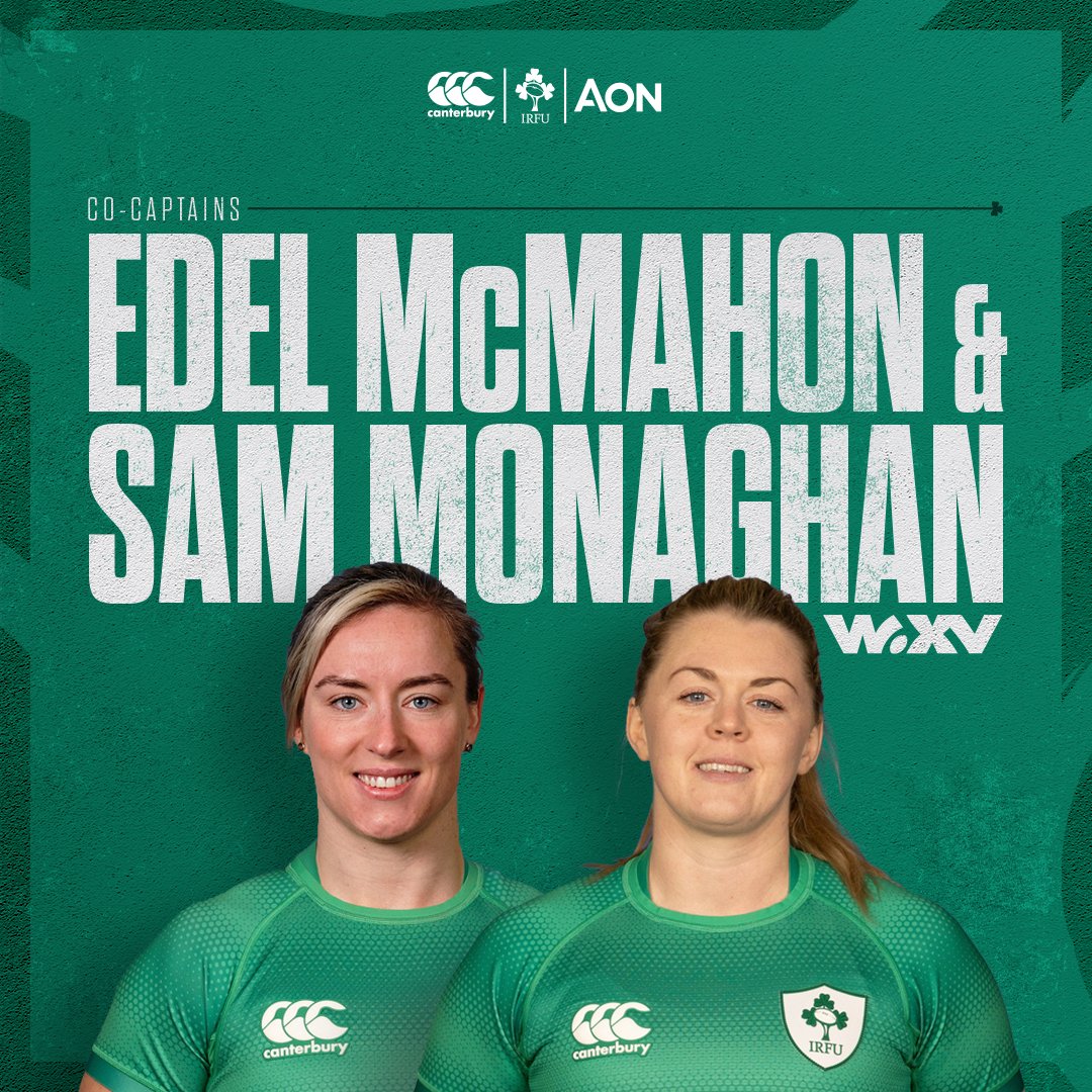 Irish Rugby (@irishrugby) on Twitter photo Women's Rugby Update.
Scott Bemand has named Edel McMahon & Sam Monaghan as co-captains for the upcoming <a href="/WorldRugby/">World Rugby</a> WXV3.
More: irishrugby.ie/2023/09/28/wom… Women's Rugby Update.
Scott Bemand has named Edel McMahon & Sam Monaghan as co-captains for the upcoming <a href="/WorldRugby/">World Rugby</a> WXV3.
More: irishrugby.ie/2023/09/28/wom…