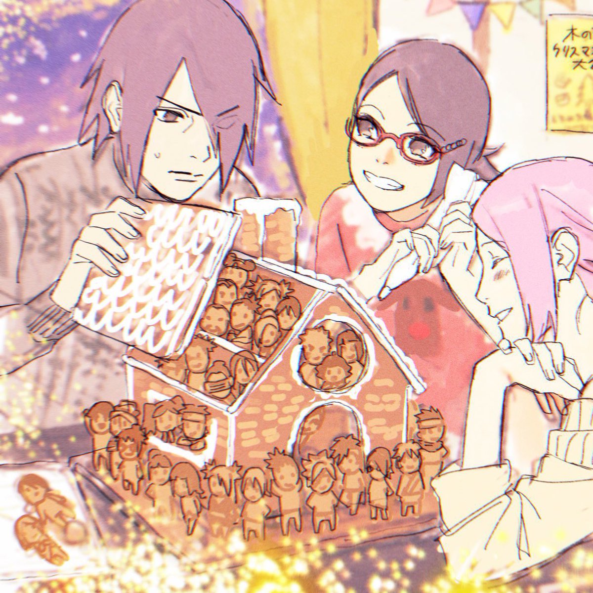 yurisasusaku's tweet photo. Sasuke putting everyone in that ginger bread house except himself and Sakura he really said leave us ALONE https://t.co/jLdgvUtmaH
