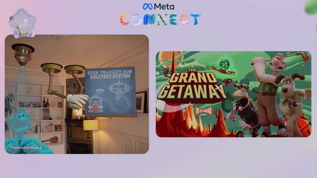 AtlasVcorp's tweet photo. Wallace &amp; Gromit have been featured at the Meta Connect! 
We are thrilled to announce that the team at @AtlasVcorp , @aardman  @albyon_studio,  @noghoststudio , and @ReynardFilms  are working on a mixed reality game to be included with The Grand Getaway VR coming later this year! https://t.co/9M2JVLcf43
