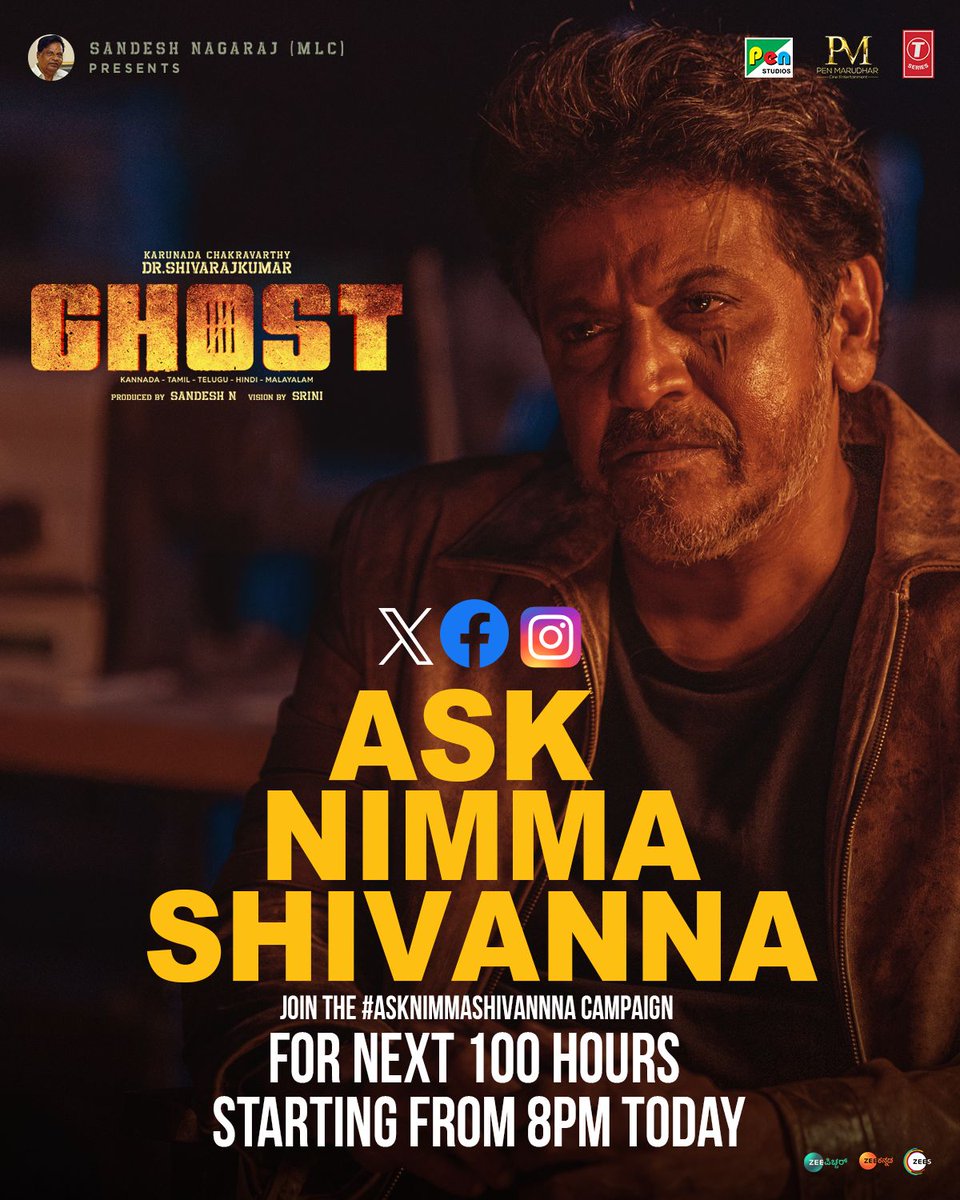 #AskNimmaShivanna

Shoot out your questions, Top Interesting question will be answered by #Shivanna himself through video❤

This will run for 100hours starts from Today 8pm😍

#Ghost #GhostReleaseOnOct19th  #Shivanna
