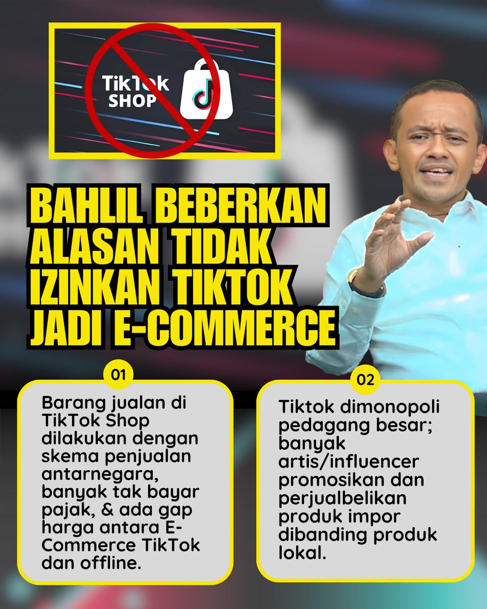#TiktokShop sudah mulai dilarang. Semoga bisa mengembalikan kejayaan UMKM di Indonesia. Appreciate untuk pak Bahlil Lindungi UMKM
