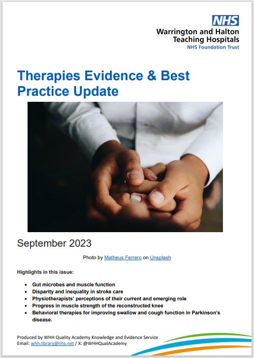 WHHQualityAcademy (@whhqualacademy) on Twitter photo Our latest Therapies Evidence & Best Practice Update - September 2023 - is now available. WHH staff click on https:// bit.ly/48zzl4w to access the Update or email whh.library@nhs.net for a copy to be sent to your Inbox. Our latest Therapies Evidence & Best Practice Update - September 2023 - is now available. WHH staff click on https:// bit.ly/48zzl4w to access the Update or email whh.library@nhs.net for a copy to be sent to your Inbox.