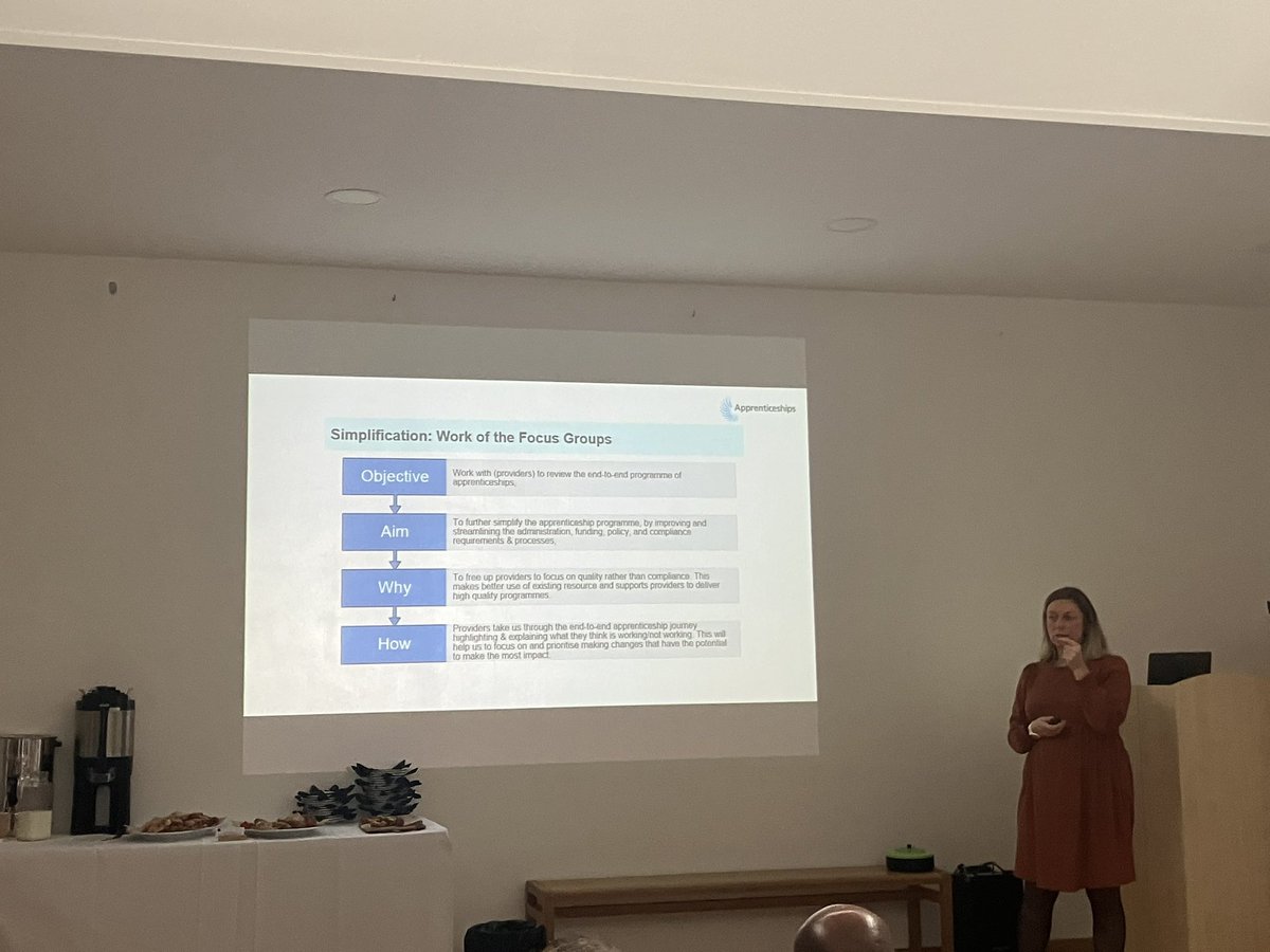 First guest speaker -colleagues from <a href="/educationgovuk/">Department for Education</a> sharing insights from the apprenticeship market strategy &amp; quality teams - sharing their commitment to improving experiences &amp; quality for providers, employers and apprentices