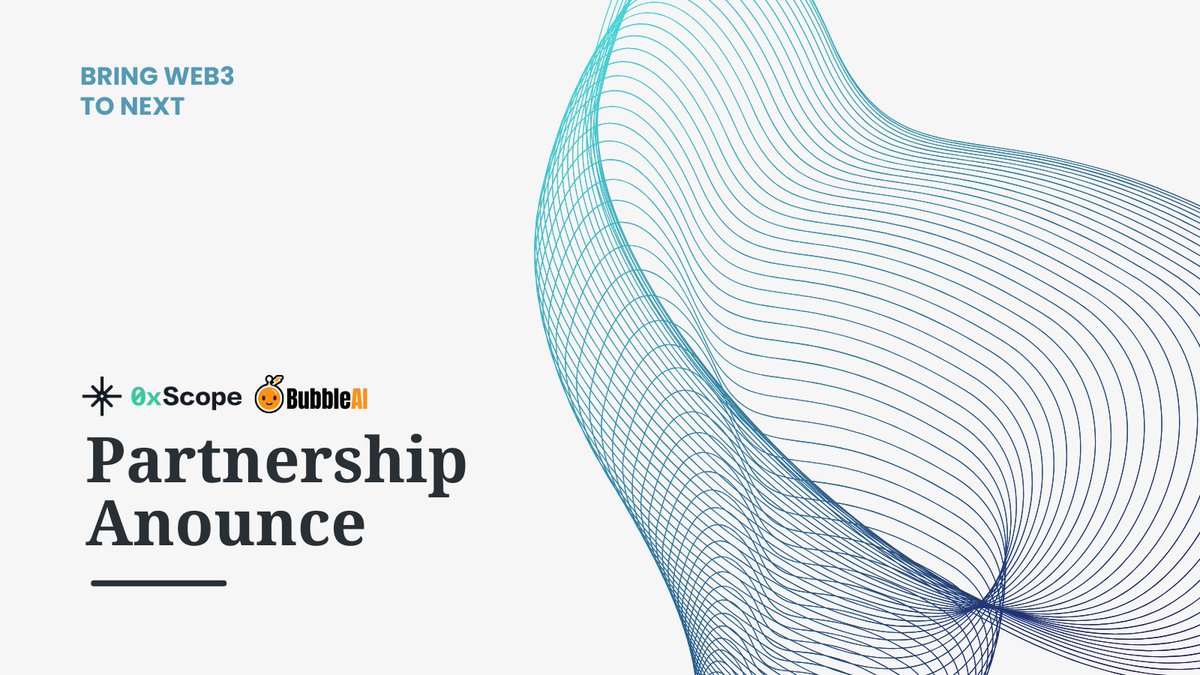 Thrilled to announce the partnership with Okx invested Unicorn🦄 0xscope🔥

<a href="/ScopeProtocol/">0xScope</a> is protocol to standardize web2 &amp; web3 data by building a Knowledge Graph
<a href="/Bubbleai_xyz/">bubbleai.xyz</a> is the fattest web3 offchain sentiment analysis trading tool

Rt+Like
100$ for 10！ Chill with us🎉