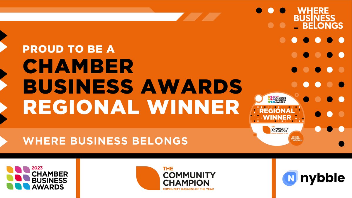 NybbleLtd's tweet photo. 📣We are THRILLED to share that we have been recognised as a Regional Winner of the Community Champion Category for the @britishchambers Chamber Business Awards 2023 🎉👏

Wish us luck in the national finals #ChamberAwards

#NybbleIT #NybbleAV #CommunityChampion #EastLancs https://t.co/pzQpRTN7kf
