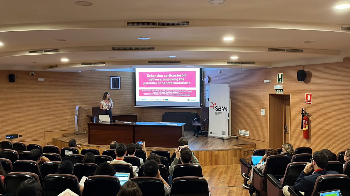 SBAN_Conference's tweet photo. @Nano_boticario @ffarmaciaUCM @unicomplutense @marcord1986 Natalia Esteban-Perez and the delivery of corticosteroid using PLGA nanos

@bionanosurf 

#SBAN23 #6SBAN https://t.co/79CPHXpVLZ
