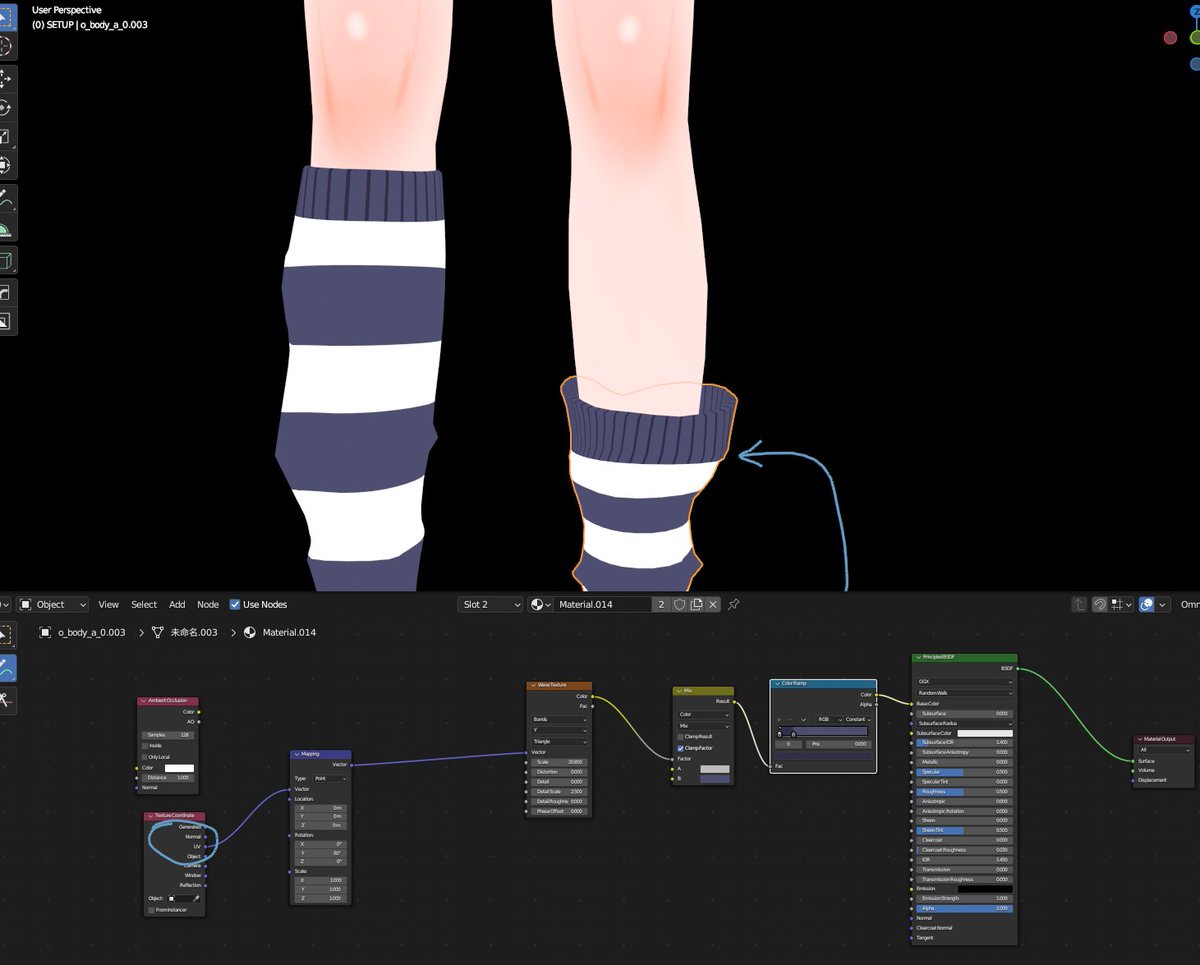 WaA1815796's tweet photo. #blender #waveTexture #UV #socks #襪子的鬆緊帶 #canBeBaked https://t.co/Ga8zuC14eB