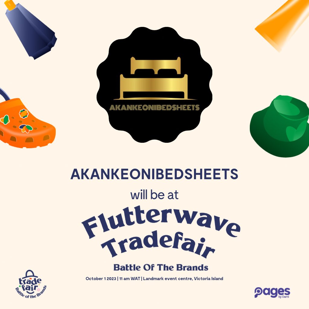 Cici_akanke's tweet photo. It's time to tick off our products you've saved and taken screenshots of off your shopping lists!
PagesbyDami x Flutterwave Tradefair is here and we're more than excited to let you know that @akankeonibedsheets would be there!
Come shop and have fun.
Lotta goodies to take home https://t.co/iVPMA4laSn