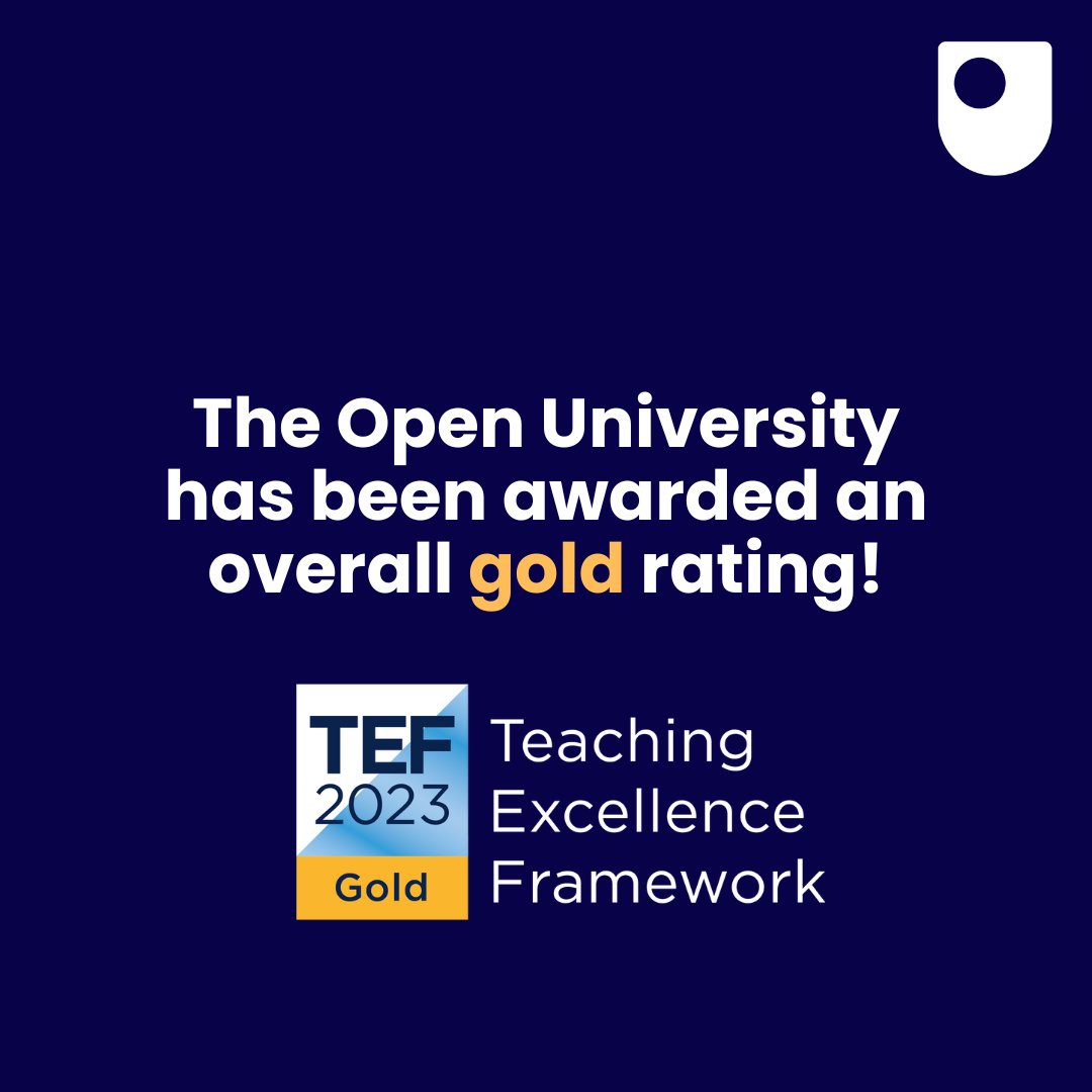 It's official; it's GOLD for The OU!🥇 We've been awarded a gold rating by the @officestudents Teaching Excellence Framework, which recognises high-quality teaching and student outcomes, with 2023 being the first time The OU has submitted for rating. ounews.co/around-ou/the-…