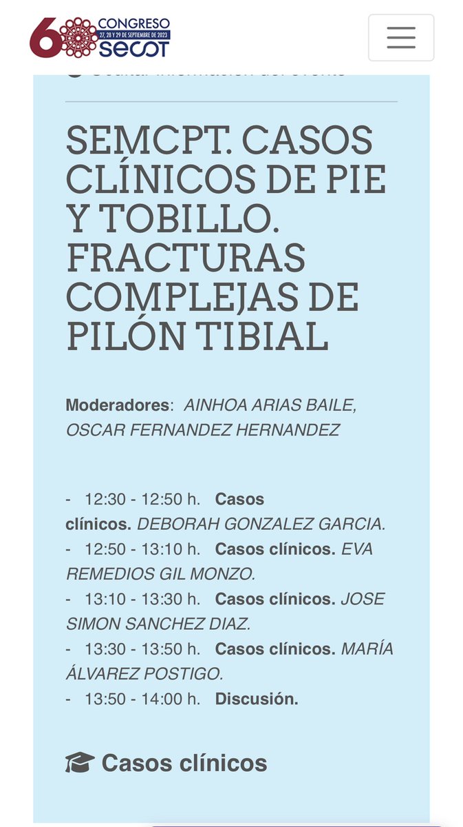 60 congreso SECOT. No te pierdas la mesa de casos clínicos de la <a href="/semcpt1/">Sociedad SEMCPT</a>