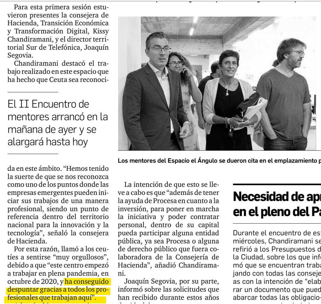 En nuestro II Encuentro de Mentores <a href="/Kissych/">Kissy chandiramani</a> y ha señalado la importancia del equipo para que una iniciativa como #ElÁngulo sea una realidad sin duda para <a href="/CeutaOpenFuture/">Ceuta Open Future</a> es un privilegio contar con este equipazo de #mentores.👏