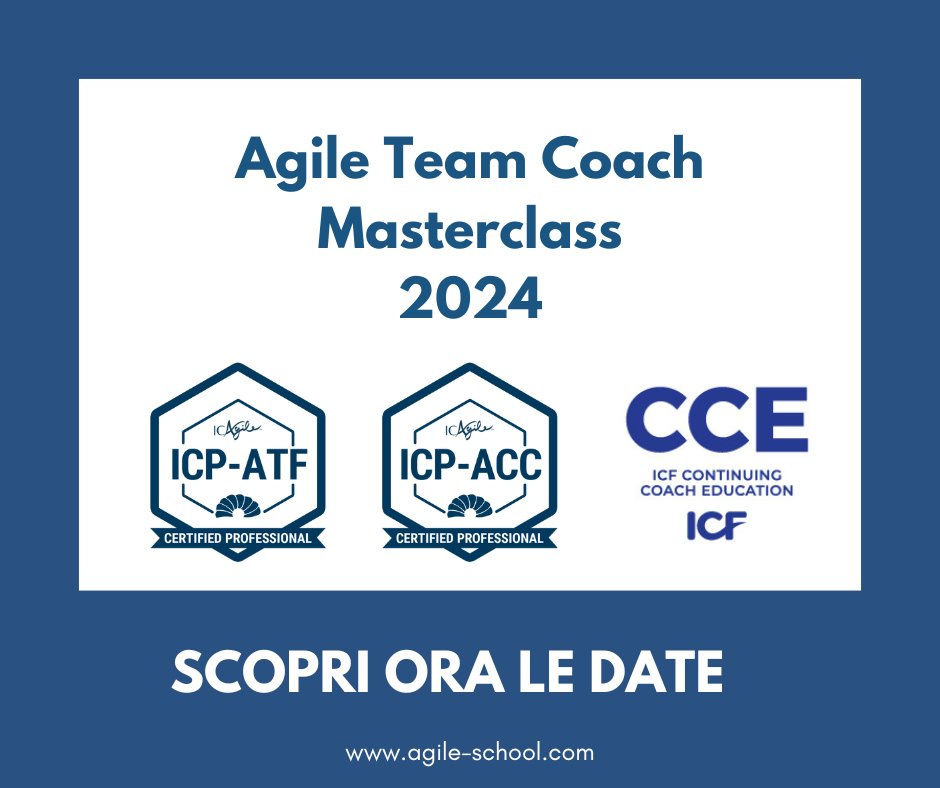 school_agile's tweet photo. Ecco le nuove date per le edizioni 2024 della Agile Team Coach Masterclass!
https://t.co/xnHiFFPDrs
Il percorso che ti trasforma in un Agile Coach completo con le competenze specifiche di Agile team coaching

#agilityorganizzativa #agilecoach #acc https://t.co/w27FsoWAsm