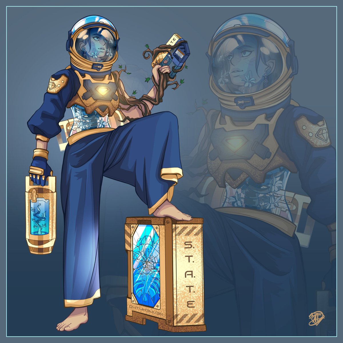 McDiams's tweet photo. Here's my new character concept art for the #mcdrawchallenge 16 on the theme Terrarium 👩🚀🌱 https://t.co/1w8qtTwObM