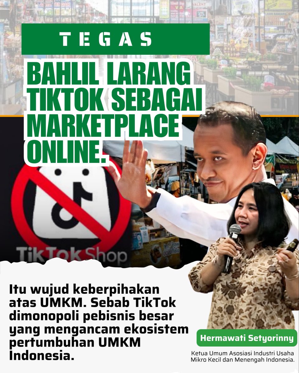 mmonokromm's tweet photo. Menteri investasi Bahlil secara tegas dan terang terangan mengatakan bahwa tiktok itu merupakan e-commerce yg tidak memiliki izin, tiktok hanyalah sekedar sebagai media sosial
#TiktokShop

Bahlil Lindungi UMKM https://t.co/BeaDXZn64n