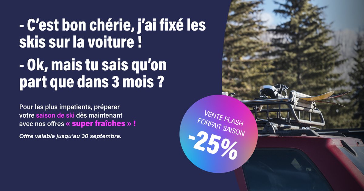 [LAST CALL]
La vente flash forfait saison touche à sa fin, c'est les derniers jours pour profiter de la remise -25% sur vos forfaits saison !⏰
Foncez vite !
👇
pulse.ly/rw0cizmiea​​
La promo s'arrête le 30 septembre ! ⏰

#saintlary #pyrénées