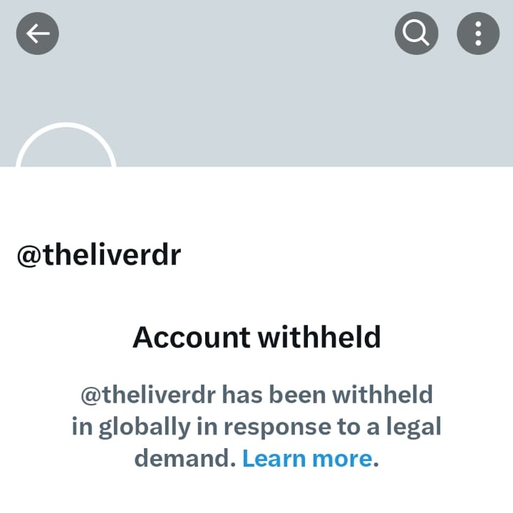 Twitter account of Dr. Abby Philips aka TheLiverDoc has been withheld globally. He was exposing medical misinformation, pseudoscience & fake health influencers. He has also been critical of Ayush Ministry, which is responsible for promoting traditional medicine systems in India.